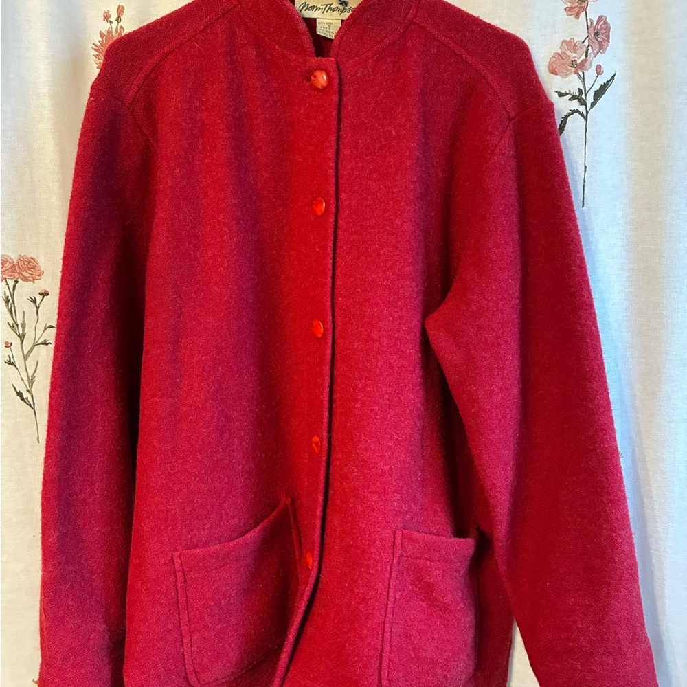 Norm Thompson Cherry Red Pea Coat